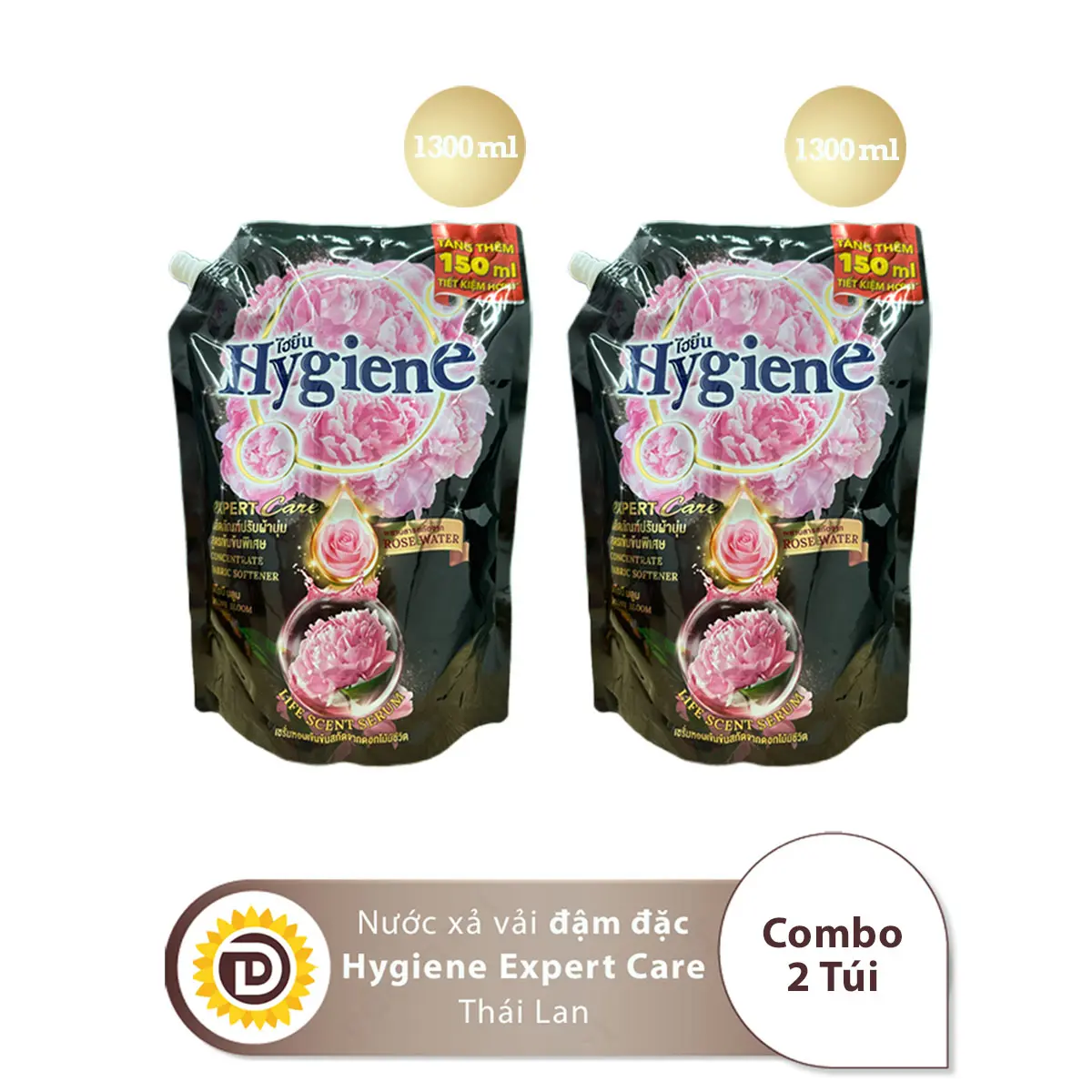 Combo 2 Túi Nước xả vải Hygiene Màu Đen 1300ml Gíup Làm Thơm Quần Áo
