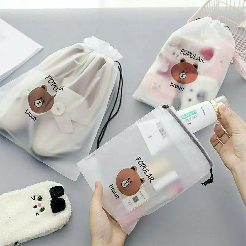 Travel Pouch Serut Organizer Serbaguna Tas Makeup Putih Dapat dilipat