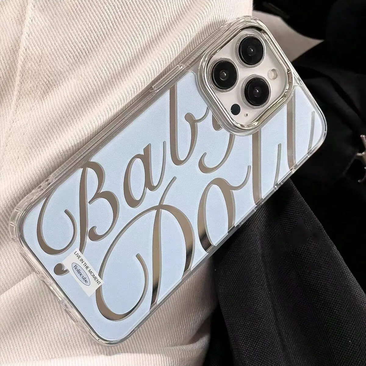 Mirror Surface Letter Pattern Phone Case, Anti-fall Fully Edged Mobile Phone Case for iPhone 16 Series, Decorative Phone Protective Cover Compatible with iPhone Series