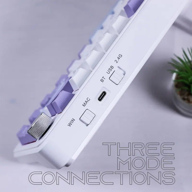 Ajazz AK820 MAX 75% Mechanical Keyboard 3-Mode RGB with 0.85 TFT Color Screen and Volume Knob Gasket Mount Hotswappable for all keys 4
