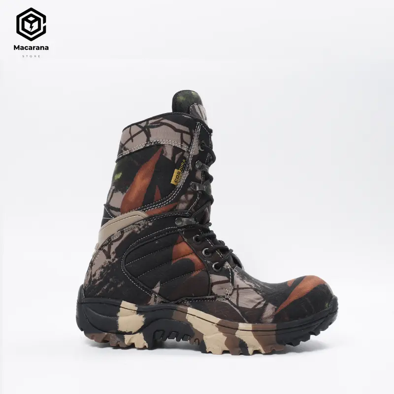 produk terbaik sepatu sefety berburu macarana camo loreng tinggi ujung besi sol karet mentah 2