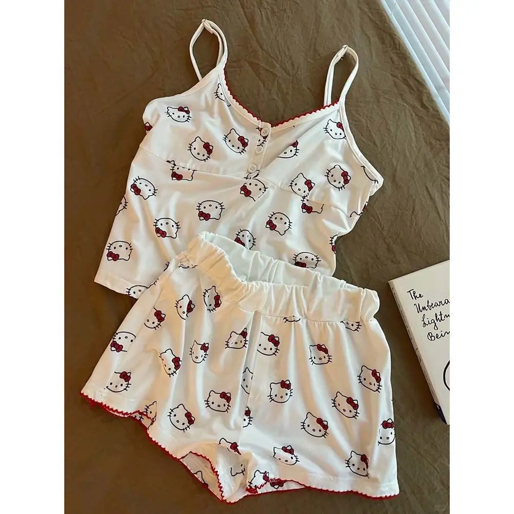 Hello Kitty Váy Ngủ Có Dây Đeo Nhỏ Dành Cho Phụ Nữ, Mặc Mùa Hè, Bộ Đồ Mặc Nhà Hai Mảnh, Áo Vest Có Thể Đeo Được Mới, Dễ Thương Và Gợi Cảm, Bộ Sưu Tập 1032 Yêu Thích, Có Sẵn Năm 2025