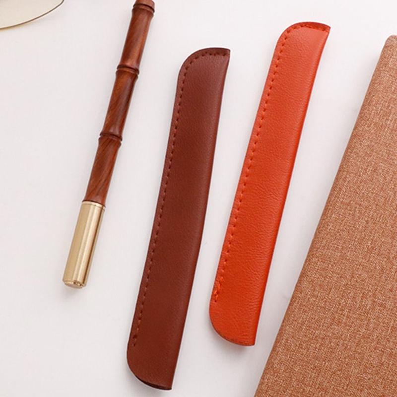 Product Introduction of Pen Sleeve PU Leather PU Pencil Bags Solid Color Large Capacity Pen Pouch Pencil Case Office Supplies 17