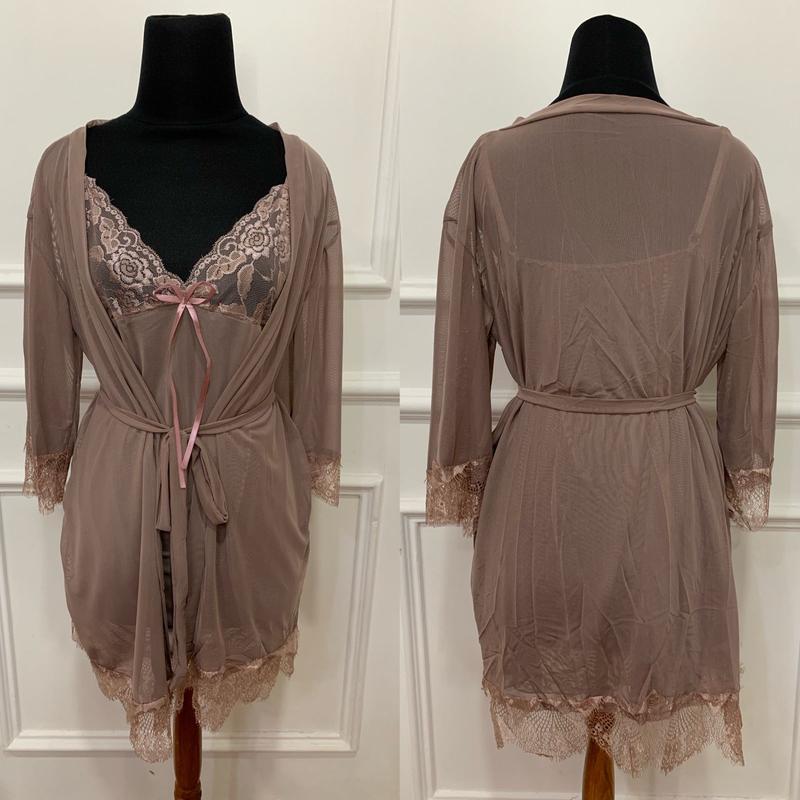 LindaGalz ZURY Pakaian Tidur Wanita 2001 Kimono Lingerie set 4 in 1 6