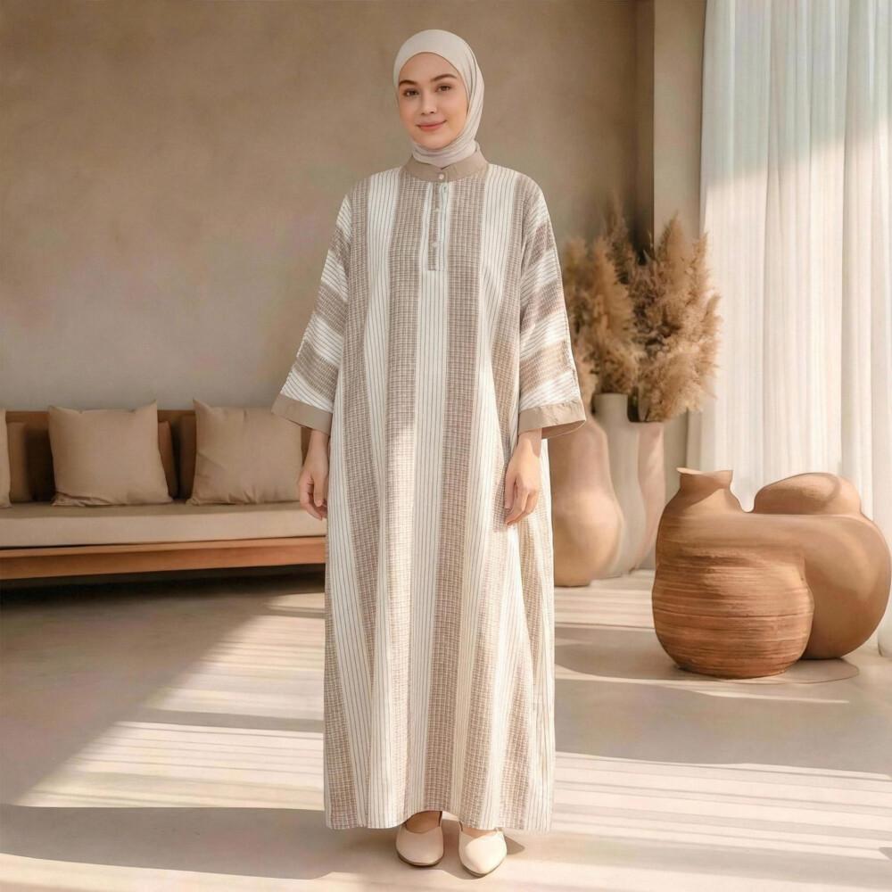 Asaya Gaun Gaya Elegan Kasual Lengan Panjang Dengan