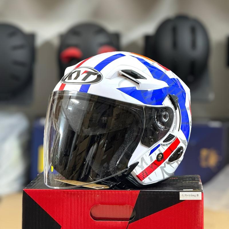 ( Kèm Khăn Ninja KYT và Chọn Kính màu) Mũ 3/4 2 kính KLT Venom Star Ngôi Sao Chính Hãng, Kèm logo KYT và Túi Đựng Nón