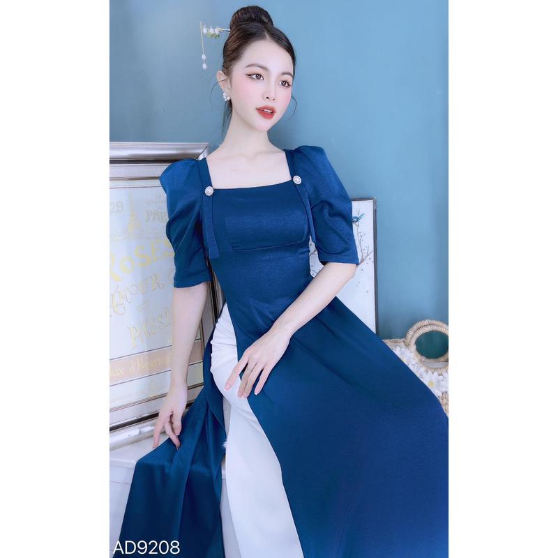 Áo dài nữ, áo dài cách tân nữ kiểu cổ vuông yếm ngọc CHUU AD9208 6
