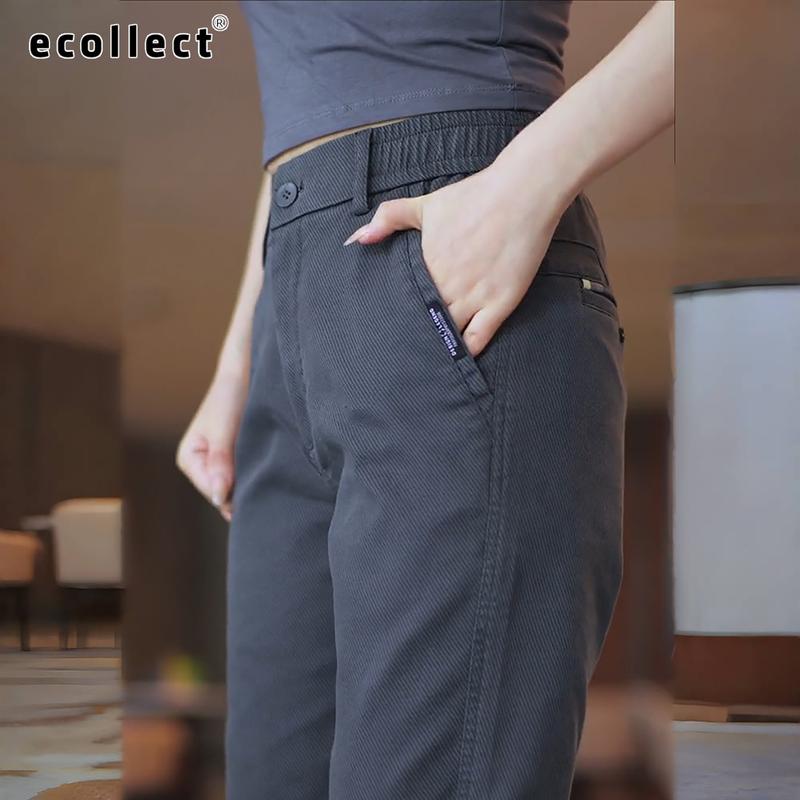 Quần Âu Nam Công Sở ECOLLECT QD19 - Quần Dài Dáng Suông Cạp Chun Denim Co Giãn Thời Trang Xuân Hè 2025