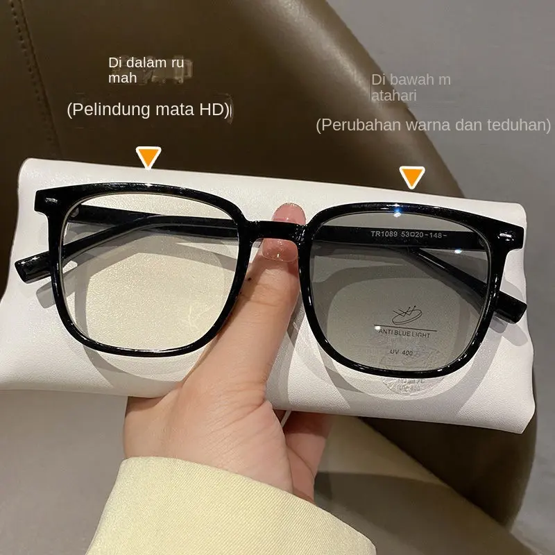 Cermin Mata Hitam Perlindungan UV, Reka Bentuk Tanpa Bingkai, Tint Auto, Bingkai Besar, Uniseks, Fesyen, Cermin Mata Bergaya, Kanta PTQ, 2024 Ketibaan Baru, Cermin Mata Hitam glasses  box  case glasses  box  case ear  hook  eyeglass nose  pad  eyeglass