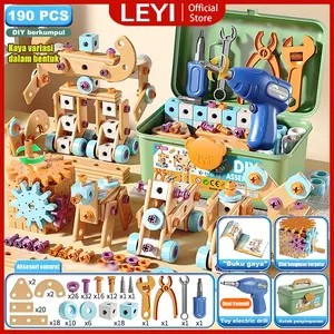 LEYI New Mainan Edukasi Bor Listrik DIY Mainan Tool Alat Perbaikan Simulasi Pembongkaran Dan Perakitan