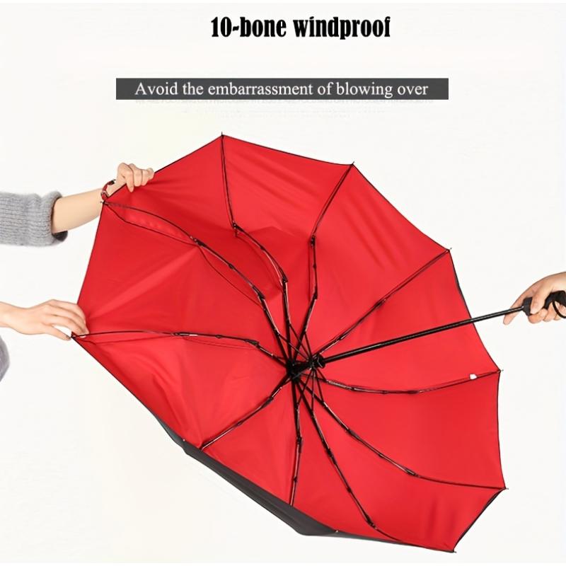 Product Introduction of [Local warehouse shipments] Windproof Travel Sturdy 10 Ribs Frame Fashionable Automatic Umbrella, Extra Large Folding Simple Design Umbrella With UV Protection, Dual Use For Sunny And Rainy Weather 18