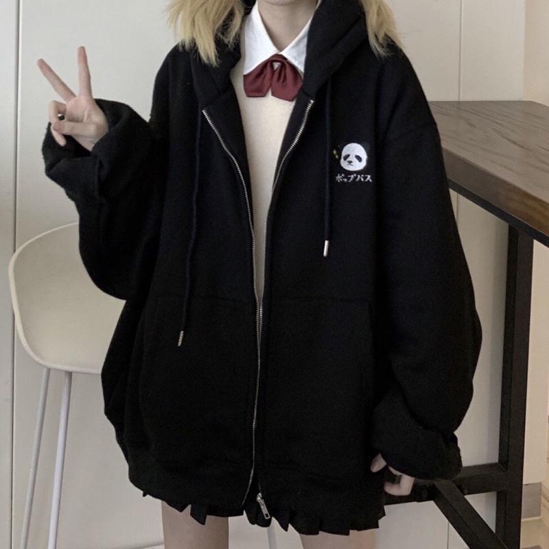 Product Introduction of [Ảnh Thật] Áo Hoodie Zip Thêu Gấu Trúc Panda Chất Nỉ Dày Form Unisex Form Nam Nữ Nón 2 Lớp ★ xám tiêu zipper 6
