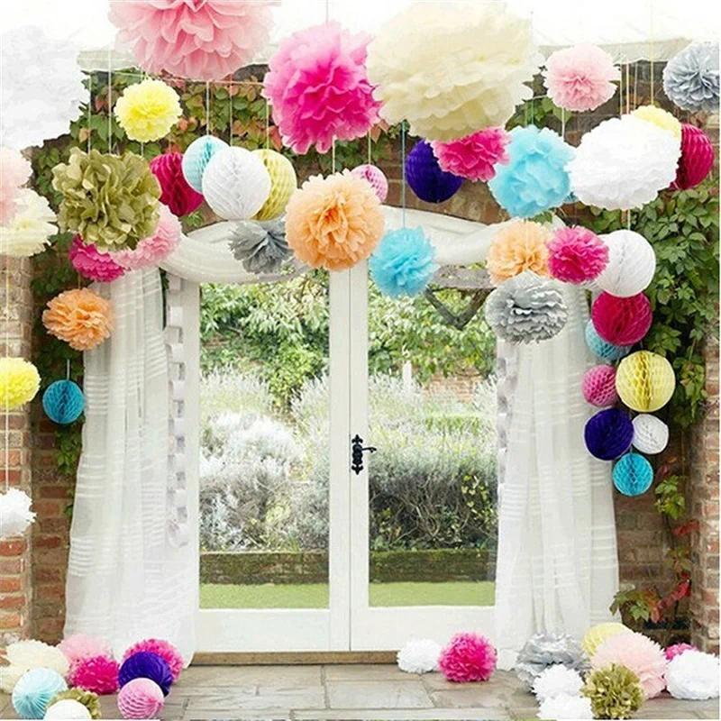 Product Introduction of 1PC 6-inch Creative Multi-color Fluffy Paper Flower Ball Wedding Decoration New Year Party Home Decoration 14