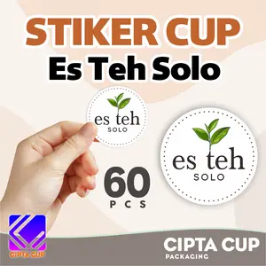 stiker label gelas cup minuman anti air es teh solo 60 pcs #SOLA