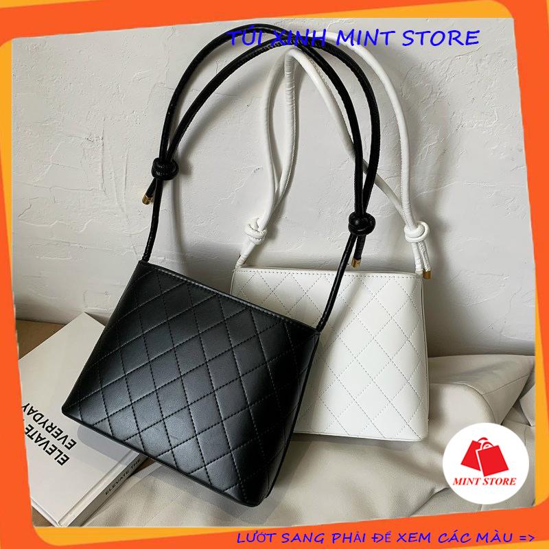 Túi kẹp nách, túi đeo chéo dáng vuông thêu ô trám style hàn quốc mã 508