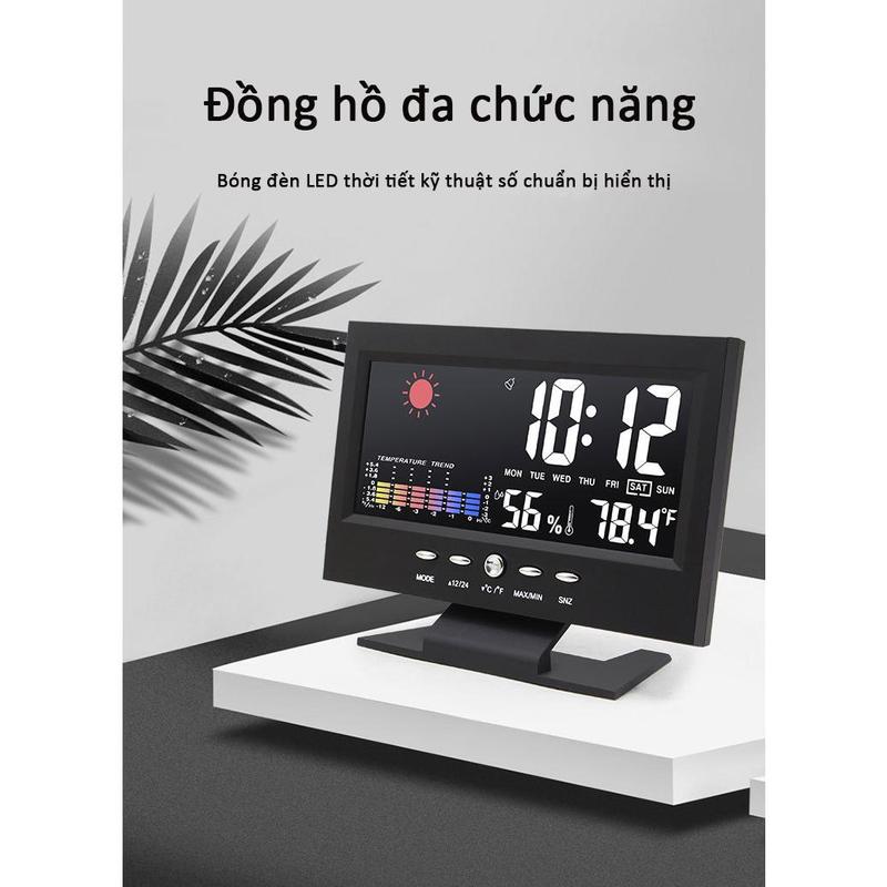 Đồng hồ báo thức điện tử thời tiết phát minh màn hình LED thời tiết nhiệt độ và độ ẩm hàng ngàn năm theo dõi đồng hồ báo thức thời tiết 2