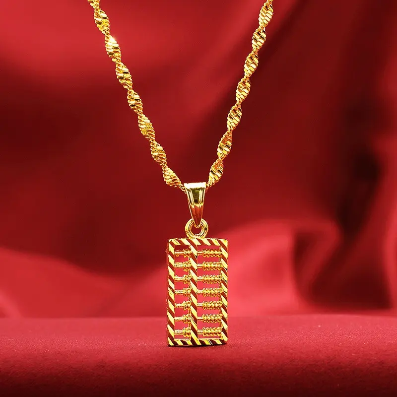 Elegant Women's Men's 18K Gold Sand Abacus Pendant Necklace - No Fade, Stylish Jewelry, Great Valentine's Day Gift for Loved One