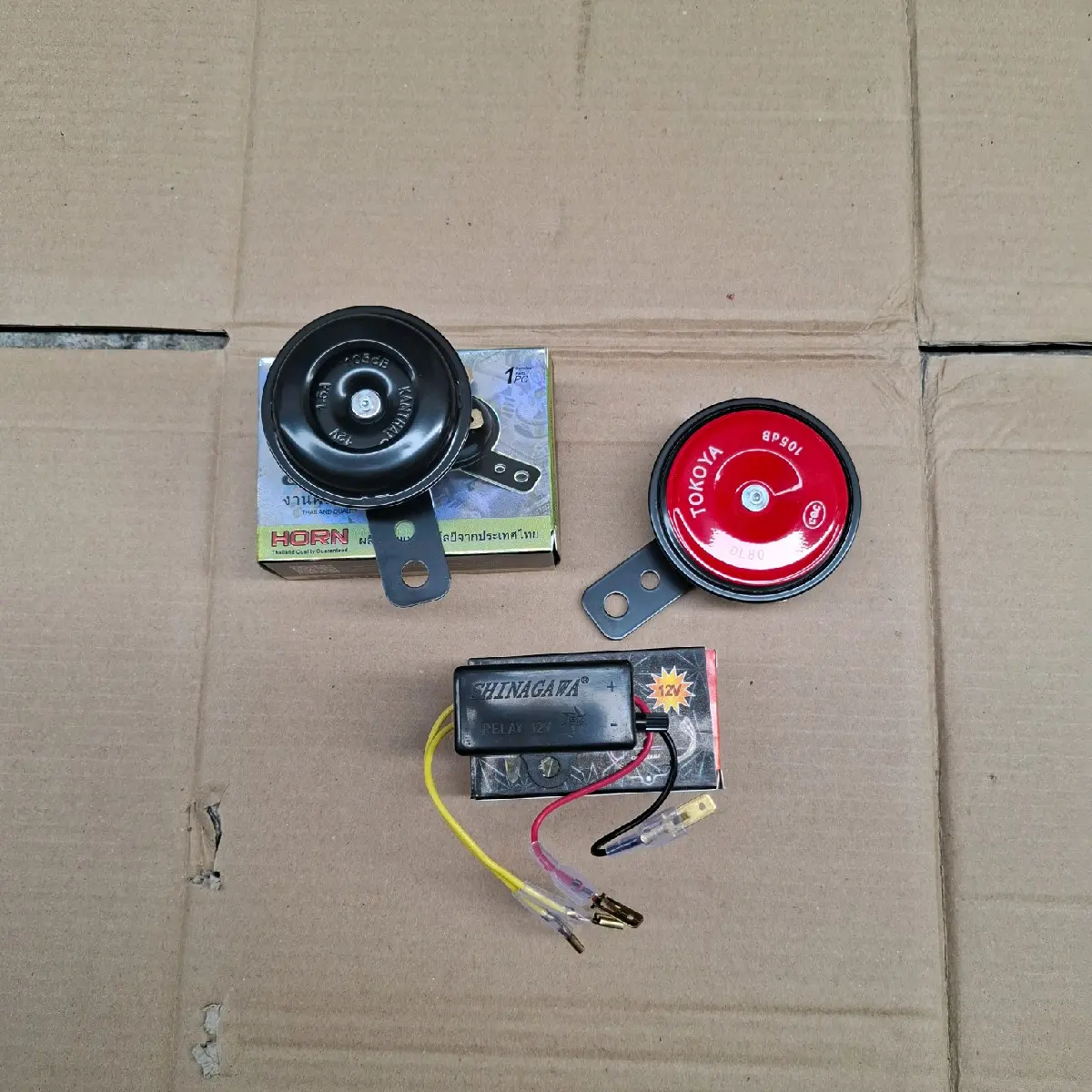 COMBO 1 kèn 12v + 1 nhại còi 12v, gắn xe máy xe tay ga, kêu to ấm