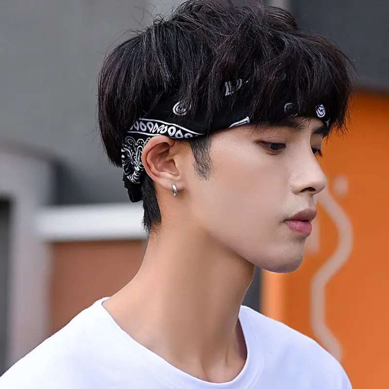 2025 Men's Hip-Hop Street Style Headband Korean Version Basketball Sports Sweat-Absorbing Headband Personalized Hair Accessory