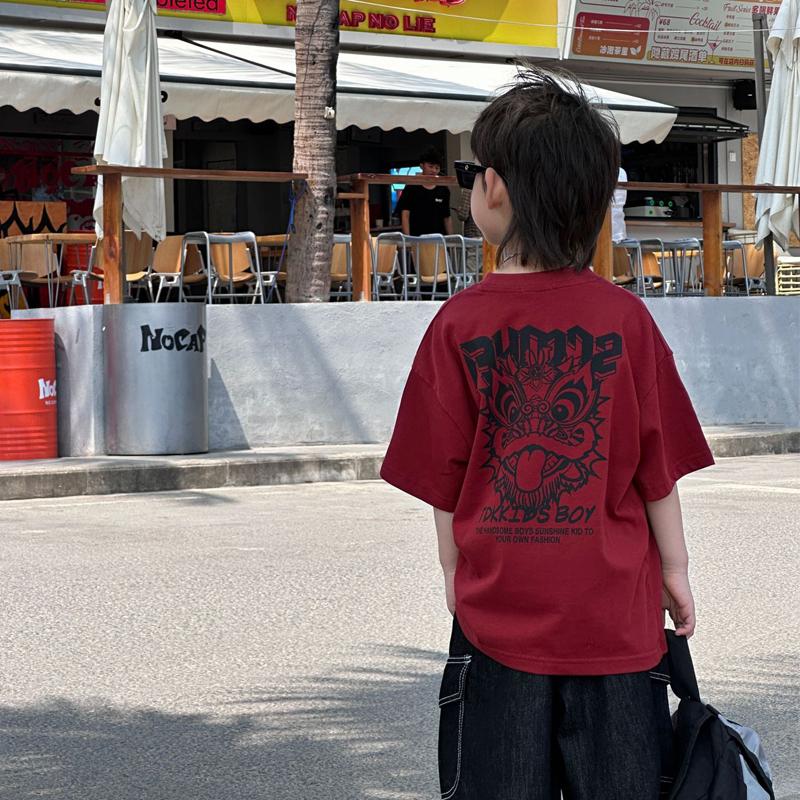 AOC24_11 Áo Thun Đỏ Chất Cotton Thấm Hút Mồ Hôi Cho Bé Trai Từ 15kg Đến 32kg