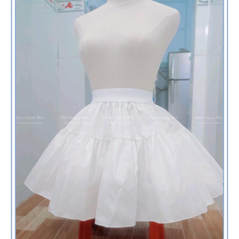Tùng váy xoè ngắn 35cm 2 lớp vải trơn làm phồng váy