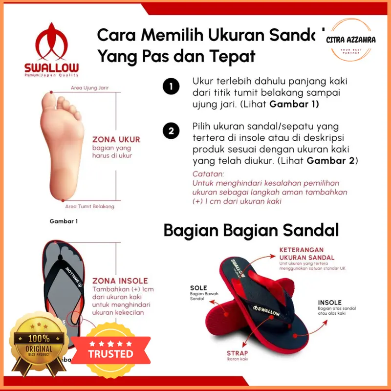 Swallow NICE Polkadot - Sandal Japit Wanita Original Swallow - Sendal Jepit Cewek Swalow Polcadot [SWLTRAD 01 B] Black Karet Pink 6