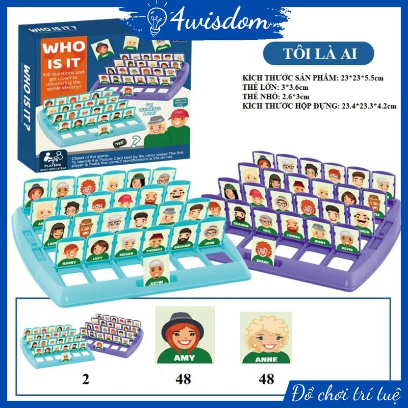 Bộ đồ chơi board game who is it [Hot trend], bảng đoán nhân vật đây là ai 4wisdom, Bộ quà tặng Giáo dục 8
