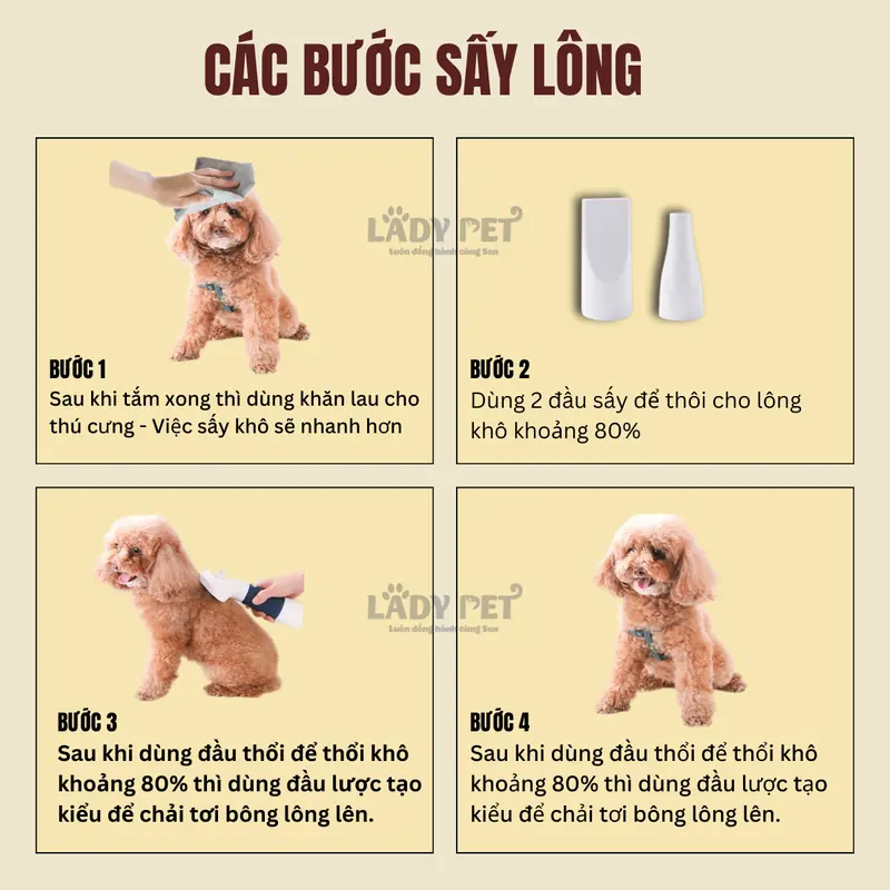 Máy Sấy Lông Chó Mèo Lady Pets 3in1 - 3 Đầu Sấy Linh Hoạt, Sấy Nhanh - LadyPetShop 2