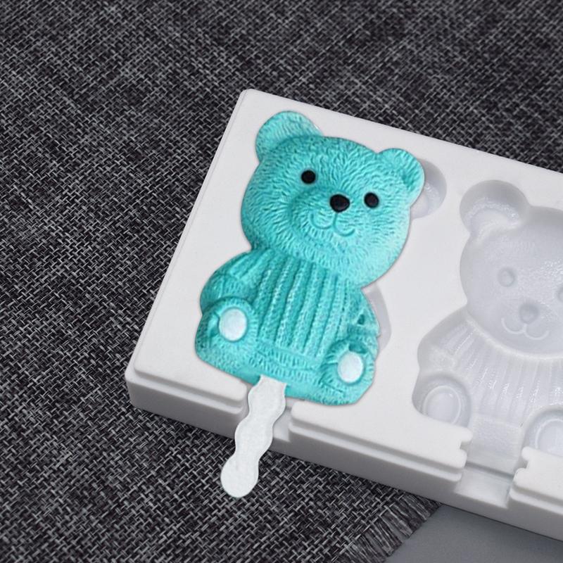 Product Introduction of Bear Ice  Silicone Mold Jelly Chocolate Popsicle Cake Mould Cake Decorating Tool Kitchen Baking Accessories 3 Cavities Cute 4