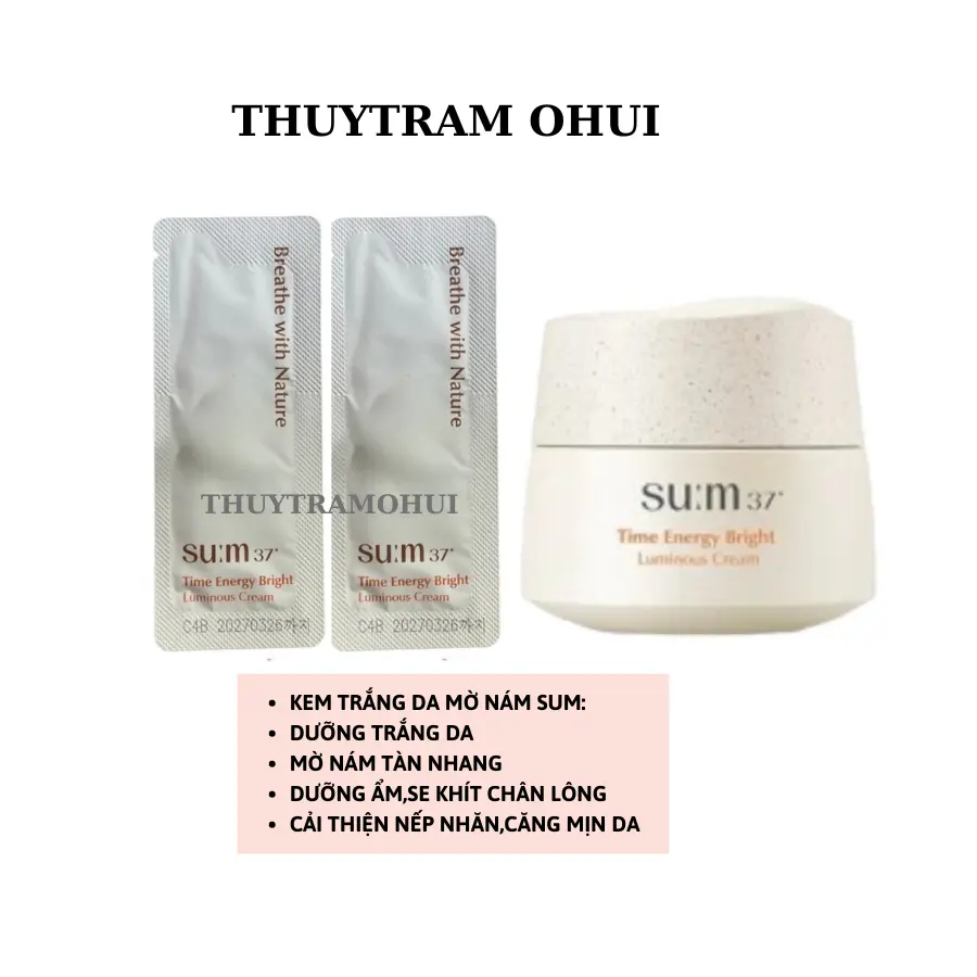 [Mới nhất] Combo 30 Gói kem hỗ trợ sáng da mờ nám SU:M37 Time Energy Bright Luminous Cream 1ml dưỡng ẩm vegan