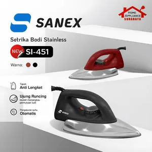 SANEX Dry Iron - Setrika Listrik Bodi Stainless Tapak Lapis Anti Lengket SI-451