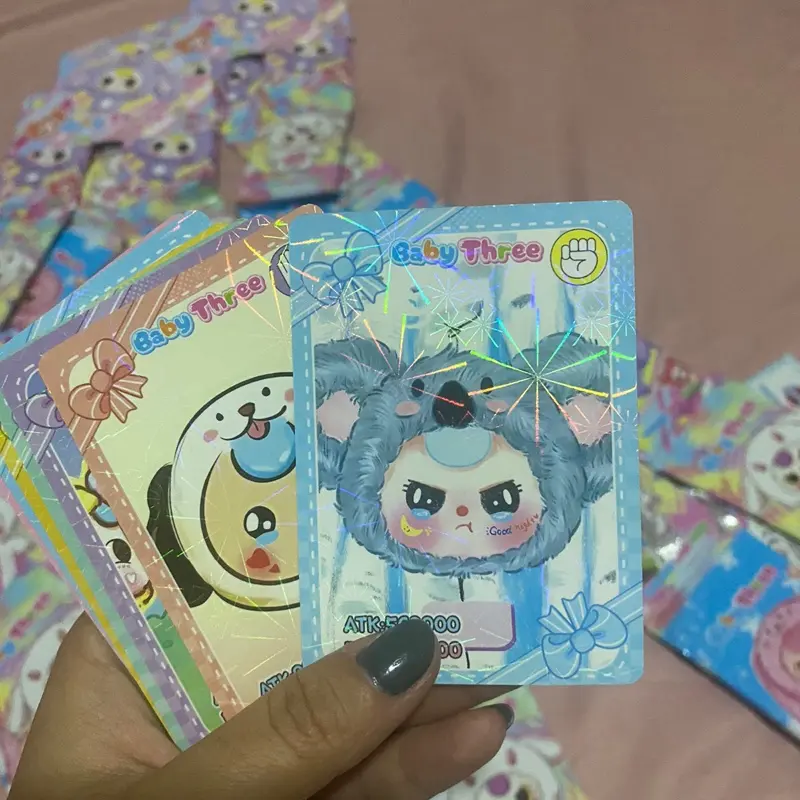 Thẻ bài baby three, thẻ sưu tầm, trò chơi kéo búa bao (1 dây 12 túi) 3