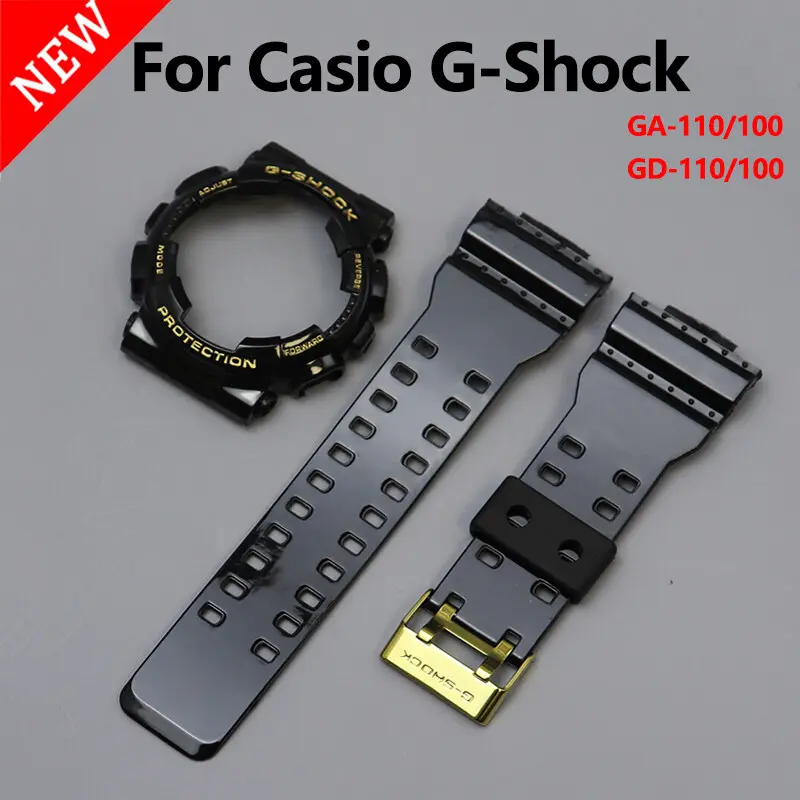 Bingkai Tali Silikon, Reka Bentuk Licin, dengan Alat, Serasi dengan Casio G-Shock GA-110, GA100, GA120, GA-140, GA150, GD-120 / 100 / 110, GLS-100 / 110 / 120, Set Resin, Alat Dipasang