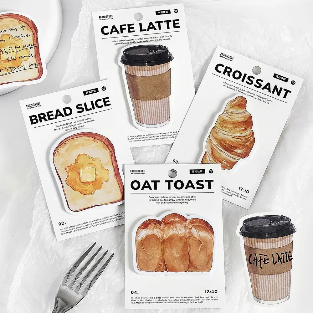 30PCS Breakfast-Themed Sticky Notes – Coffee & Toast Memo Pad (130mm x 85mm) for Journaling, Planning & Office Use