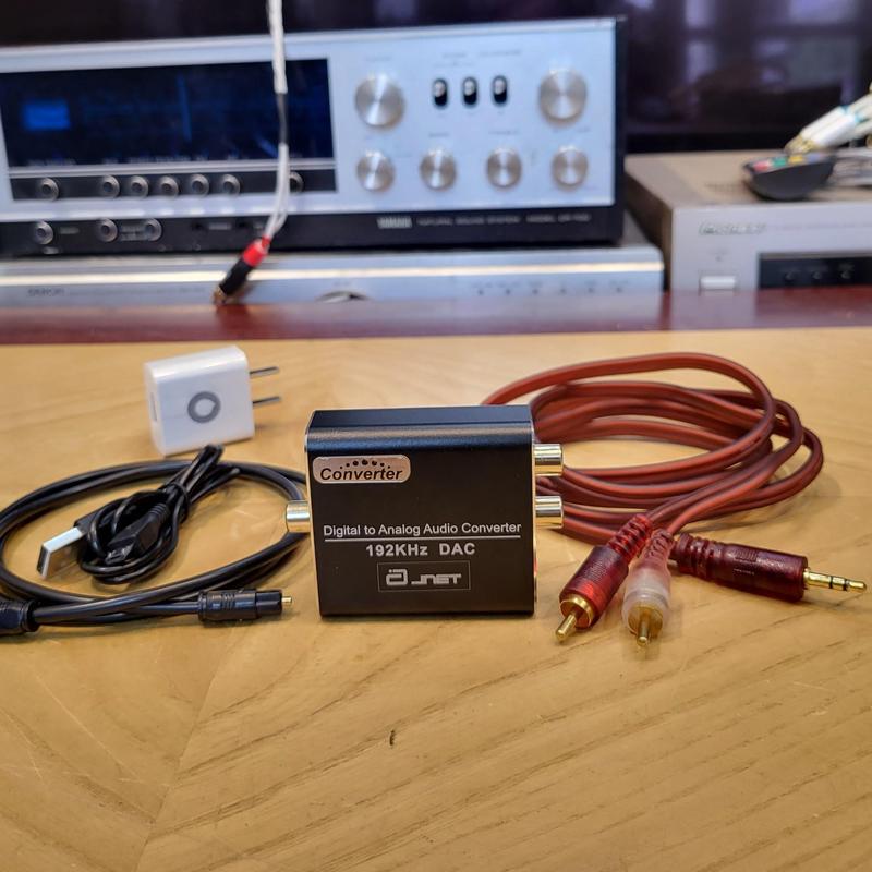 Đầu giải mã âm thanh cổng quang học Optical Coxial chuyển đổi ra cổng AV hoa sen và cổng 3.5mm giải mã 192kHz 24 Bit Model DAC HS202 chính hãng JNET