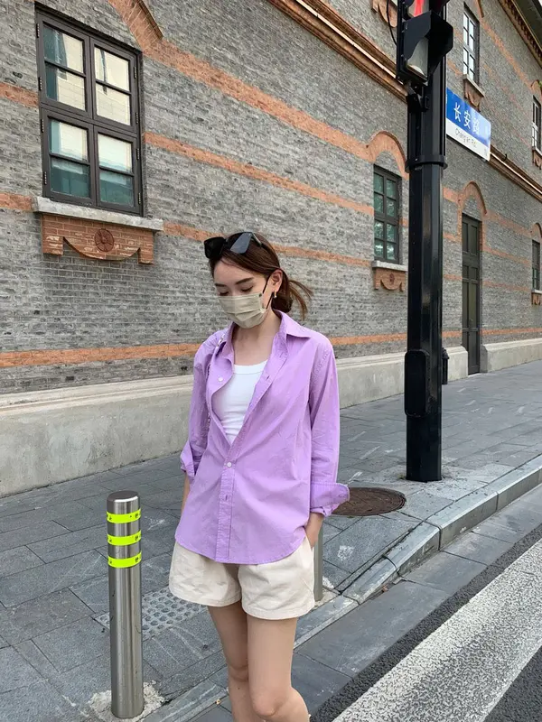 Áo sơ mi dài nữ chất lụa cát ít nhăn form rộng dáng lượn đuôi tôm SUMIISHOP mã SM02 4