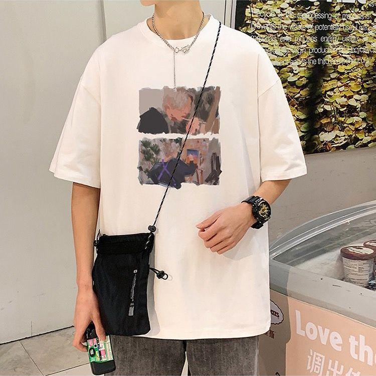 Product Introduction of [Store Hot Sale] European and American High Street Short-Sleeved Men's Summer Ins Fashion Brand Retro T-shirt Men's Design Sense Niche Fashion Loose All-Matching Clothes 6