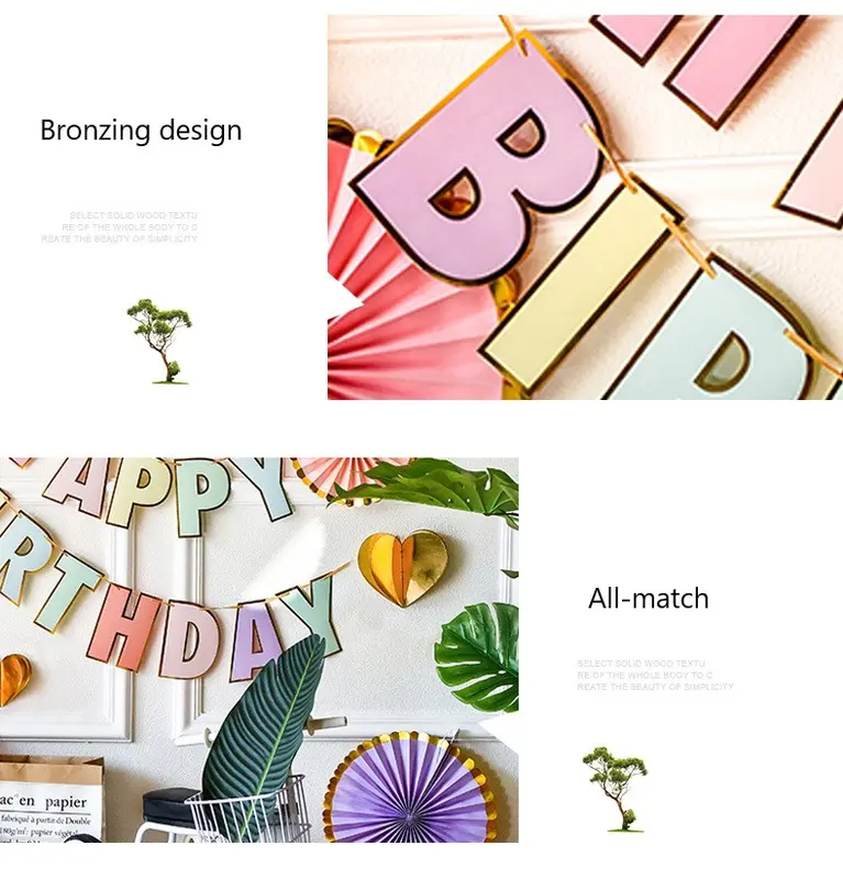 Banner Happy Birthday WARNA Macaron Dinding 2