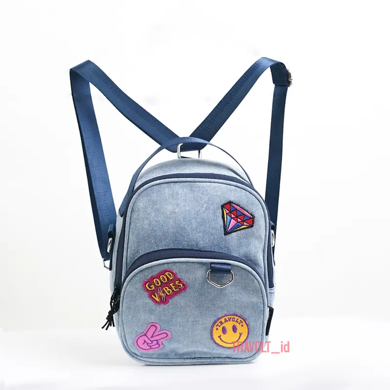 Denim Patch Sling Bag 3in1 - Travolt - Tas Ransel selempang Jeans - Tas Denim - Tas Konser KPOP - Denim - Jeans - Dae tas  remaja 1