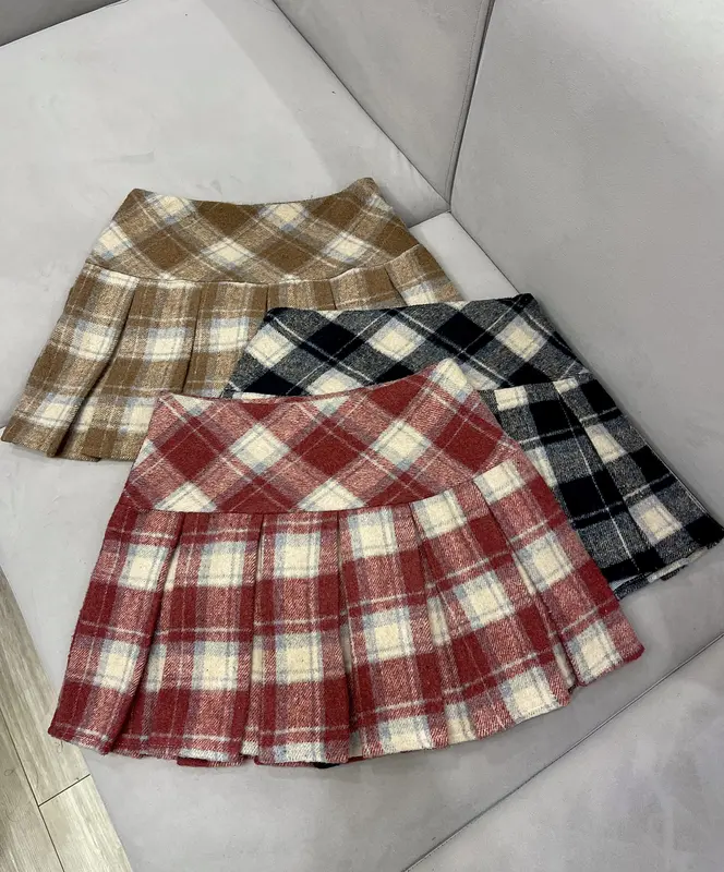 CHÂN VÁY DẠ KARO XẾP LY BẢN CẠP CAO TÔN VÒNG 3 CHE KHUYẾT ĐIỂM TỐT DỊP noel Women Nữ 5