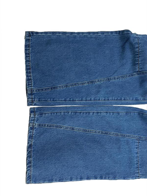 Women's Plain Button Fly Pocket Straight Leg Jeans, Casual Comfy Denim Trousers for Daily Wear, Ladies Bottoms for All Seasons， Jeans for Women 8