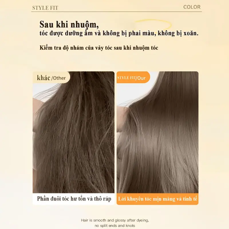 Màu sắc trong một bước，STYLE FIT（200ML）Thuốc Nhuộm Tóc,nâu xám hạt dẻ,có mùi thơm，chiết xuất thực vật tự nhiên，Nhuộm dễ dàng tại nhà，sáp đổi màu tóc 3