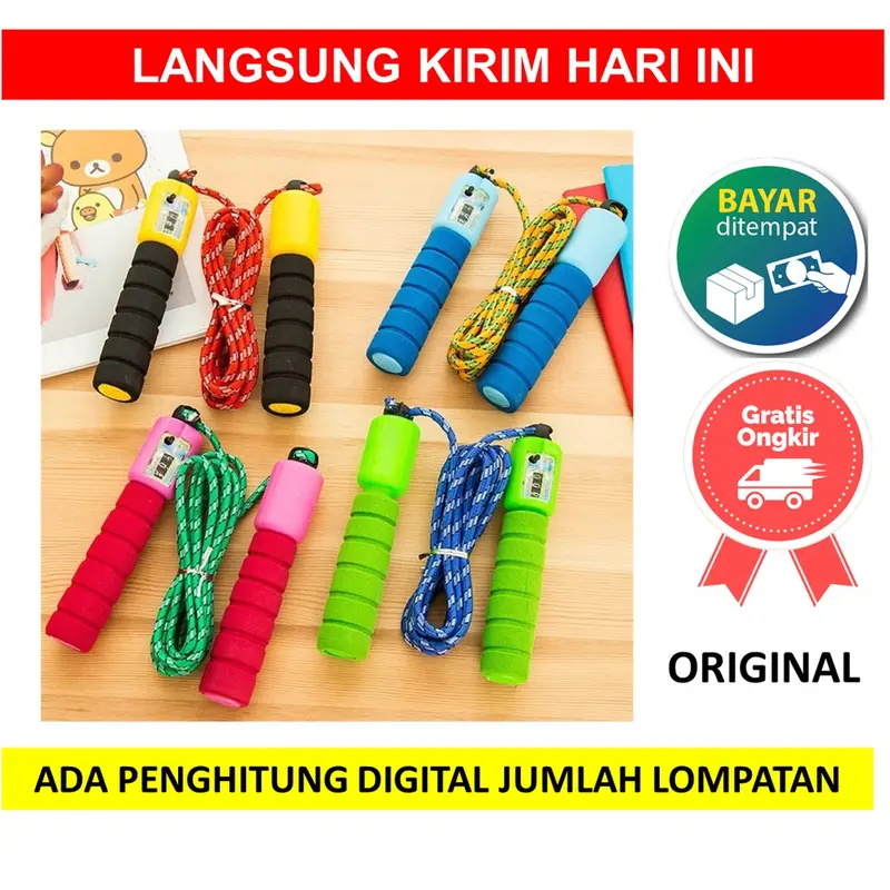 ICS10 Promo Tali Skipping Skiping Lompat Tali Jump Rope dengan Penghitung Digital Loncatan Counter Soft Handle Cod Happy Shopping 0