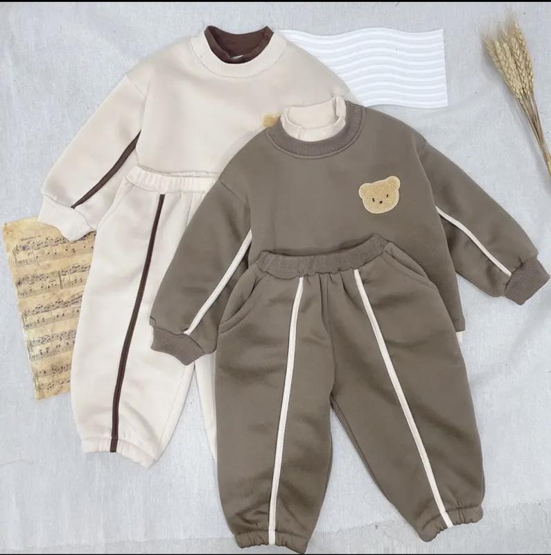 Sét bộ đồ  nỉ bông hình gấu thu đông cho bé trai bé gái 6-25kg-B2327 Sandal