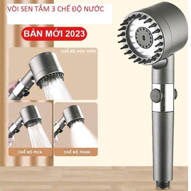  Vòi Tắm Hoa Sen Mát Xa,3 Chế Độ nước có nút bật tắt nước trên vòi,bộ vòi sen nhà tắm cao cấp 