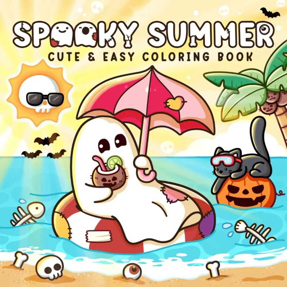 Spooky Summer Themed Coloring Book, 1 Count Cartoon Ghost Pattern Coloring Book, Coloring Book for Daily Relaxation