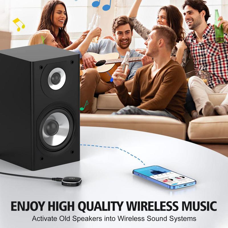 Car Transmitter, Portable Rechargeable Aux Output Music Receiver with LED Display Screen, Wireless Bluetooth-compatible Audio Receiver Compatible with Phone MP3 Speaker Laptop Headphone for Car Home 8