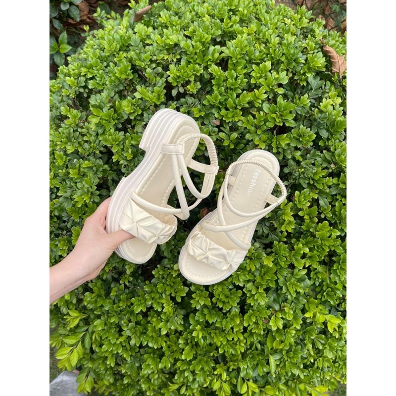 Sandal nữ dép quai hạu đi họcđi chơi quai  nhún đế cao 5cm