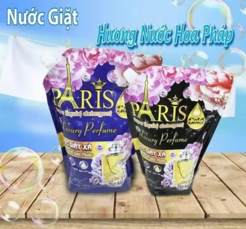 [MUA 1 ĐƯỢC 2] Combo 2 túi Nước giặt xả Paris hương nước hoa - Túi nước giặt Pháp 2200ml tiết kiệm, thơm dai, Làm sạch (giao màu ngẫu nhiên) 2
