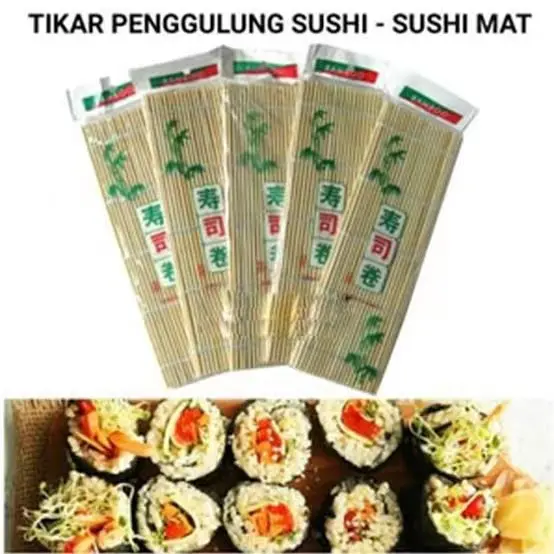 Cartmax - Paket 2 Pcs Tikar Penggulung Sushi Kimbab Makisu Bamboo Bambu Roller Roll Alas Cetakan Nasi Bento Tatakan Piring 1